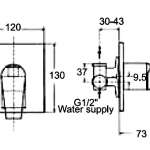 A-2112-10 ก๊อกน้ำเย็นยืนอาบแบบฝังผนัง รุ่น Onyx Mono (ไม่รวมชุดฝักบัวก้านแข็ง)