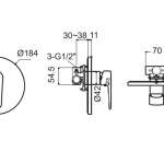 FFASB222-7T9500BT0 ก๊อกผสมยืนอาบแบบฝังผนัง รุ่น Codie (พร้อม Universal Installation Box) 