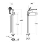 A-6816-710 ก๊อกผสมอ่างอาบน้ำแบบตั้งพื้น พร้อมชุดฝักบัวสายอ่อน รุ่น IDS