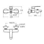 FFASB211-6T1501BT0 ก๊อกผสมอ่างอาบน้ำและยืนอาบแบบติดผนัง รุ่น Codie (ไม่รวมชุดฝักบัว)