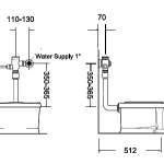 A-5902-06N ฟลัชวาล์วโถสุขภัณฑ์แบบท่องอ ใช้น้ำ 6 ลิตร