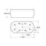 70191100-WT อ่างอาบน้ำระบบน้ำวนแบบตั้งพื้น 1.7 เมตร พร้อมหมอน รุ่น Acacia 