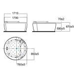 70212100-WT อ่างอาบน้ำระบบน้ำวนแบบตั้งพื้น 1.7 เมตร พร้อมระบบอัดอากาศ รุ่น IDS