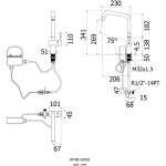 HFVSP-1002A1 ก๊อกน้ำดื่ม-น้ำใช้ คอสวิง แบบตั้งพื้น (พร้อมสต็อปวาล์ว 3 ทาง) รุ่น Marathon