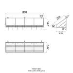 HWHOY-H106C1 ตะแกรงอเนกประสงค์ยาว 800 mm.มีตะขอ แบบติดผนัง 