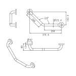 FBVHC-TS792B ราวทรงตัวสเตนเลส 135 องศา เส้นผ่านศูนย์กลาง 25 mm. ขนาด 200 x 200 mm. (ซ้าย/ขวา)