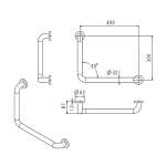 FBVHC-TS791A ราวทรงตัวสเตนเลส 90 องศา เส้นผ่านศูนย์กลาง 32 mm. ขนาด 300 x 400 mm. (ขวา)