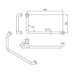 FBVHC-TS791C ราวทรงตัวสเตนเลส 90 องศา เส้นผ่านศูนย์กลาง 32 mm. ขนาด 300 x 600 mm. (ขวา)