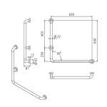 FBVHC-TS791D ราวทรงตัวสเตนเลส 90 องศา เส้นผ่านศูนย์กลาง 32 mm. ขนาด 600 x 600 mm. (ซ้าย)