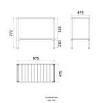 FXVH0-0273AS ชุดขาตั้งซิงค์ 1 หลุม แบบมีที่พัก ขนาด 975 x 473 x 780 mm.(สำหรับซิงค์ HLS13-125-2) 