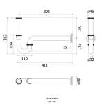 FAVHL-A109HS ท่อน้ำทิ้งแบบ P-Trap ท่อโค้งยาว 390 mm.