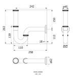 FAVHL-A109GS ท่อน้ำทิ้งแบบ P-Trap ท่อโค้งยาว 240 mm.