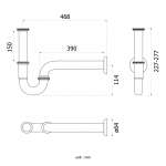 FAVHL-AP390S ท่อน้ำทิ้ง P-Trap สเตนเลส 201 ชุบโครเมี่ยม ท่อระบายยาว 390 mm.