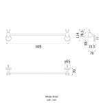 HM101-M101 ราวแขวนผ้า ยาว 600 mm.รุ่น Mod