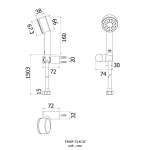 FJHOF-C14CJZ ฝักบัวพลาสติก 2.5" สีขาว ฝาหน้าชุบซาติน สาย PVC 1.5 เมตรและขายึด