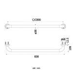 FBVHC-T790LS ราวทรงตัวสเตนเลส เส้นผ่านศูนย์กลาง 38 mm.ขนาด 800 mm.