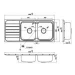 คลิกเลย COTTO อ่างซิงค์สเตนเลส 2 หลุม 1 ที่พักจาน ขนาด 1200 x 500 x 180 mm.