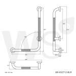 GB-4327-2-BLR ราวกันลื่นซ้าย-ขวา แบบตัว L (OD 32 มม.) ผิวเงา รุ่น พิมพ์ลาย