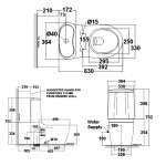 TF-2210-WT-2+SEAT สุขภัณฑ์ แบบสองชิ้น 6 ลิตร รุ่น MINI-ME (พร้อมฝารองนั่ง รุ่น 4710000-EWT)